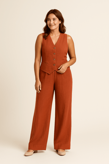 Women's Linen Vest And Trousers Set
