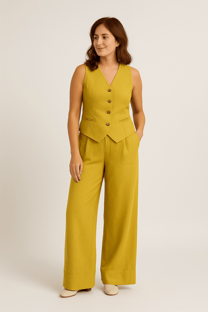 Women's Linen Vest And Trousers Set
