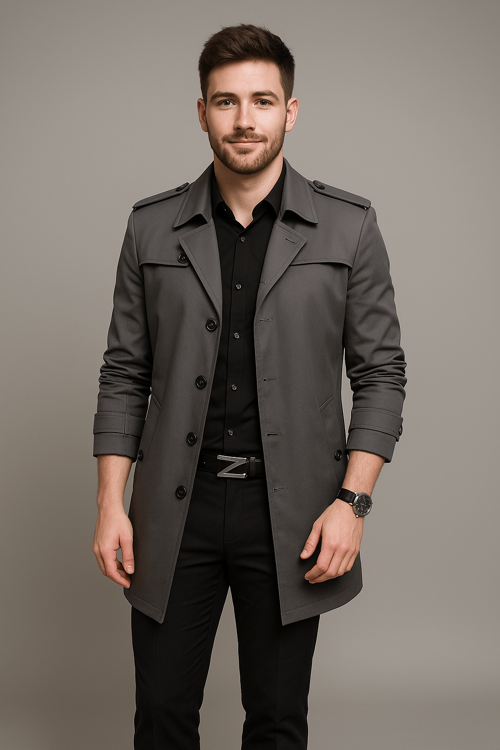 Classic Slim Dark Trench Coat