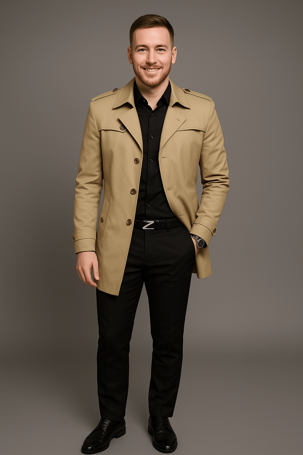Classic Slim Dark Trench Coat