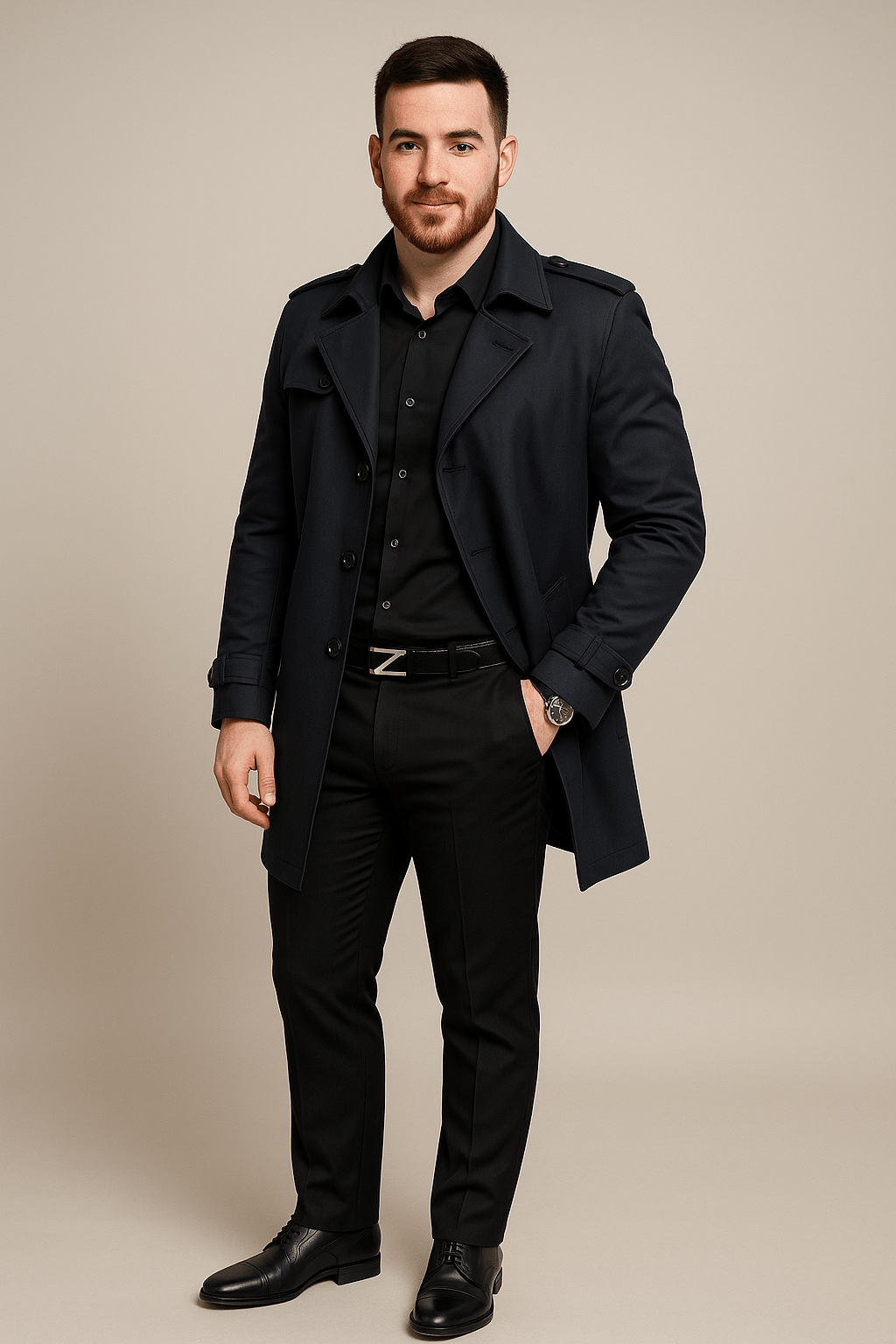 Classic Slim Dark Trench Coat - OutfitLondon