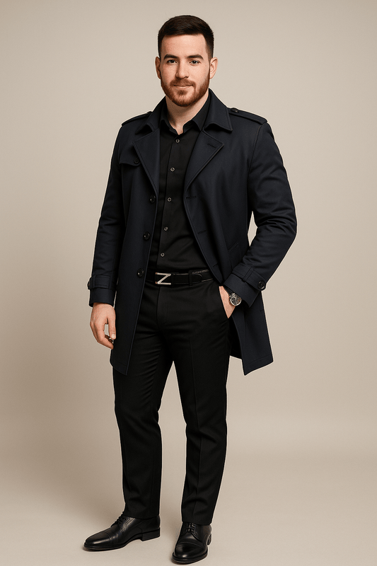 Classic Slim Dark Trench Coat - OutfitLondon