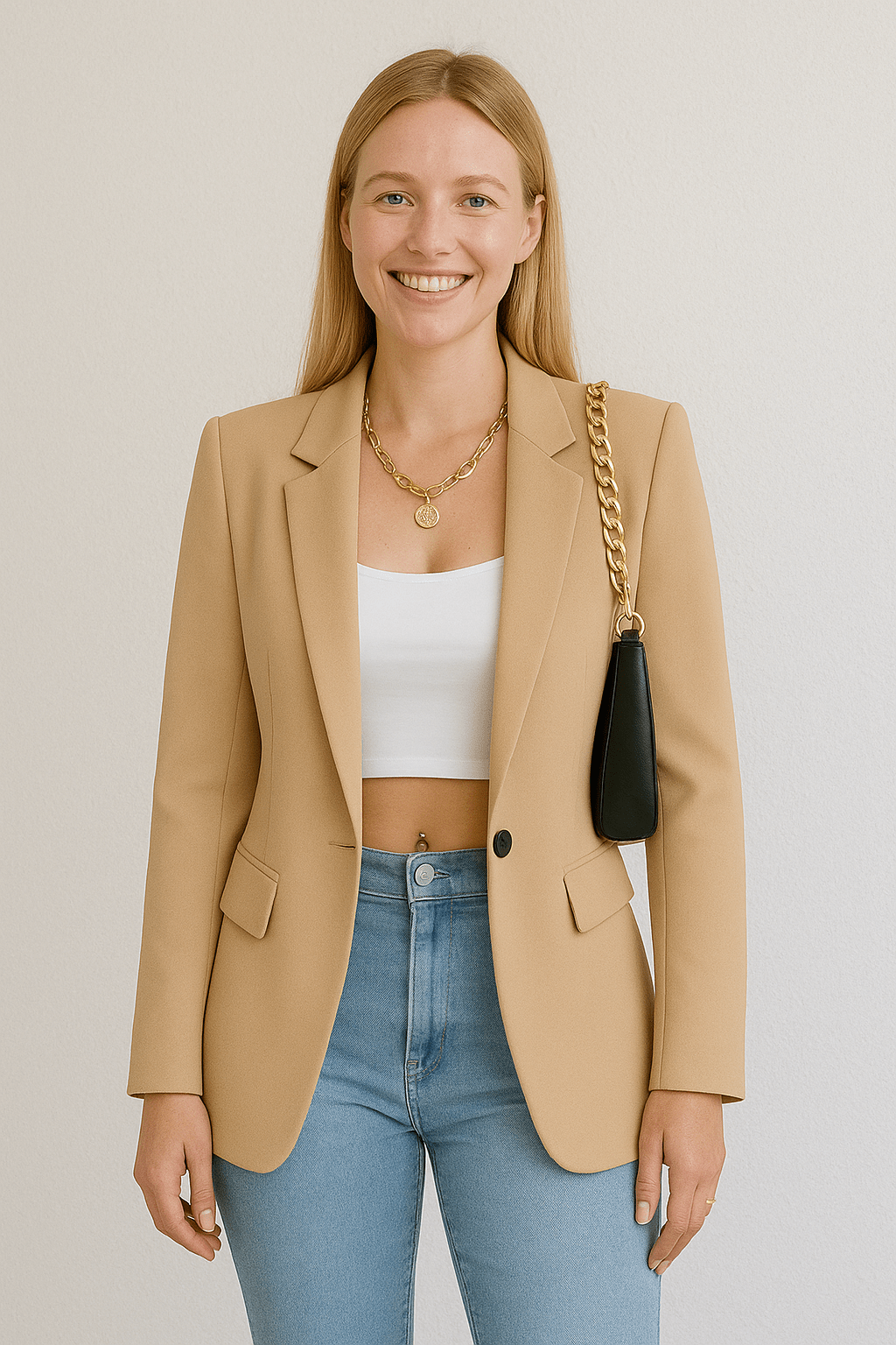 Tailored Fit Ladies Blazer - Simple Single Button Coat