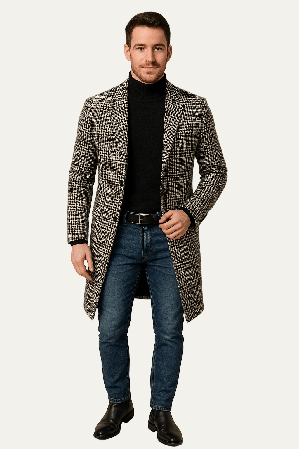 Men's Traditional Plaid Water Repellent Trench Coat - OutfitLondon