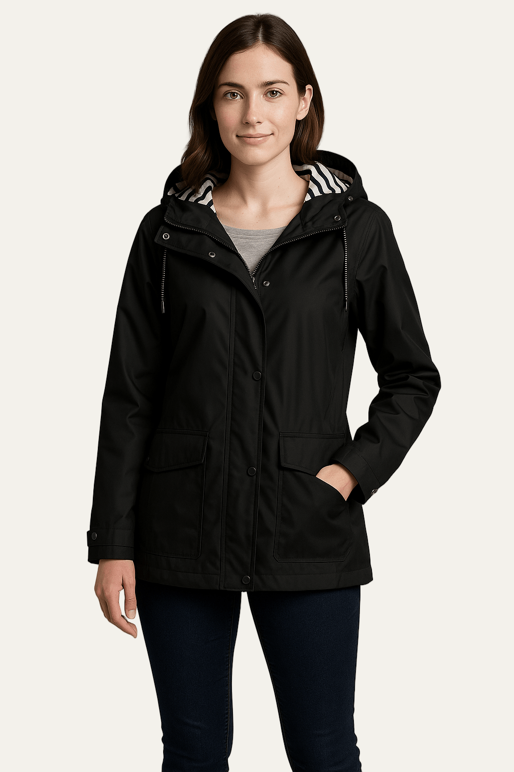 Waterproof Ladies Coat with Removable Hood