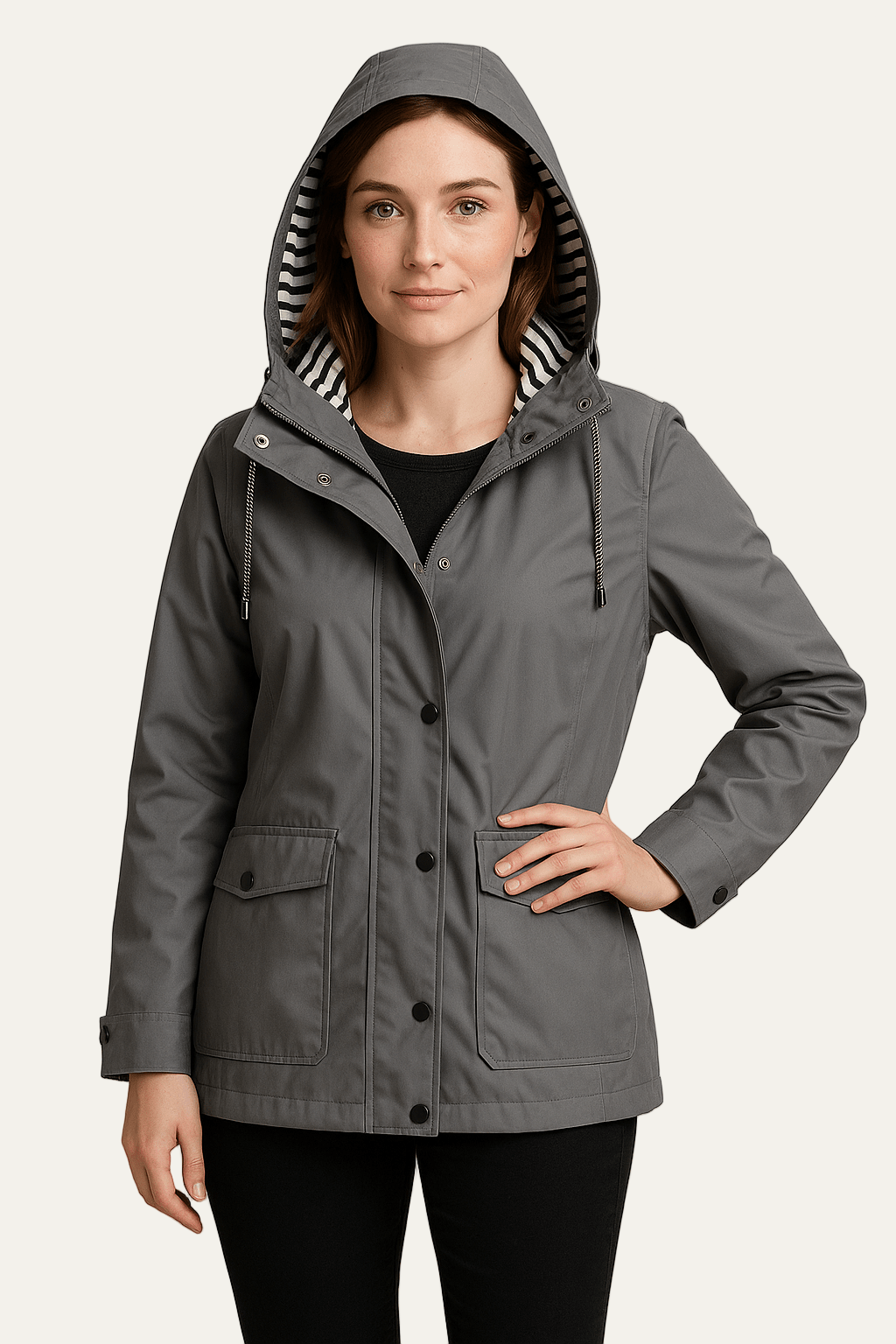 Waterproof Ladies Coat with Removable Hood