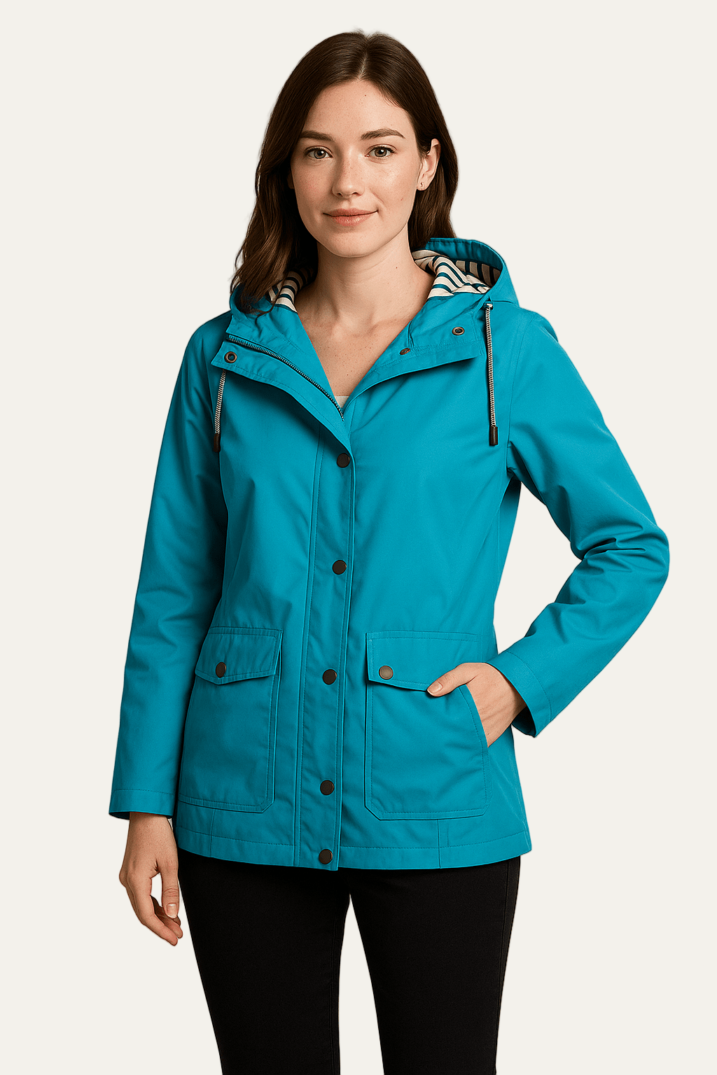 Waterproof Ladies Coat with Removable Hood