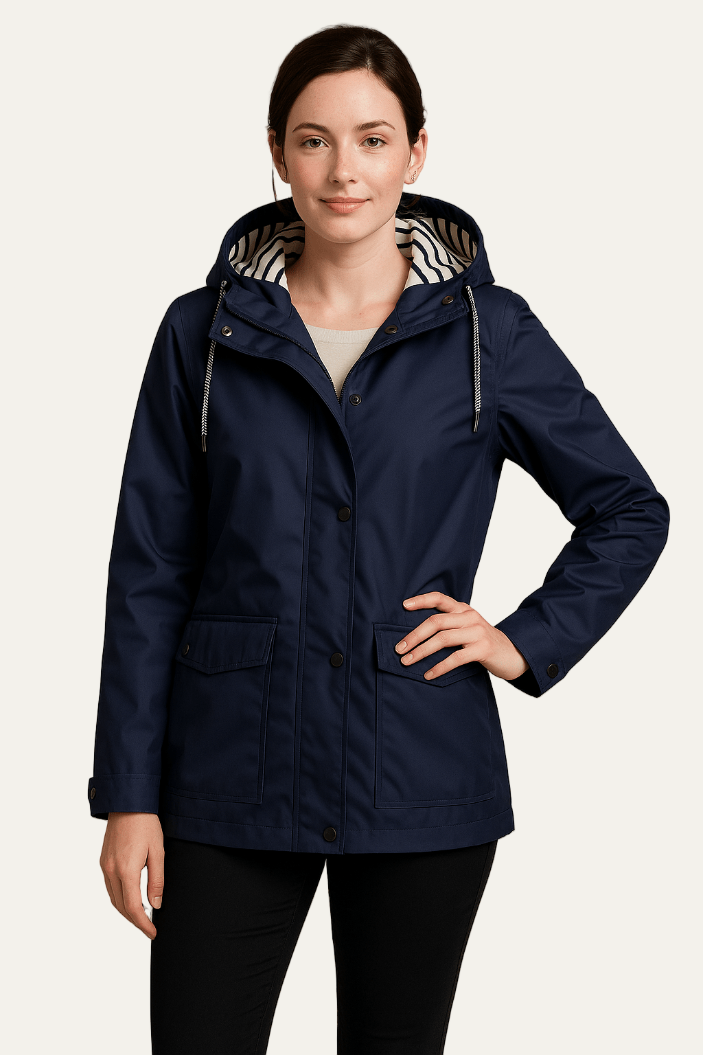 Waterproof Ladies Coat with Removable Hood