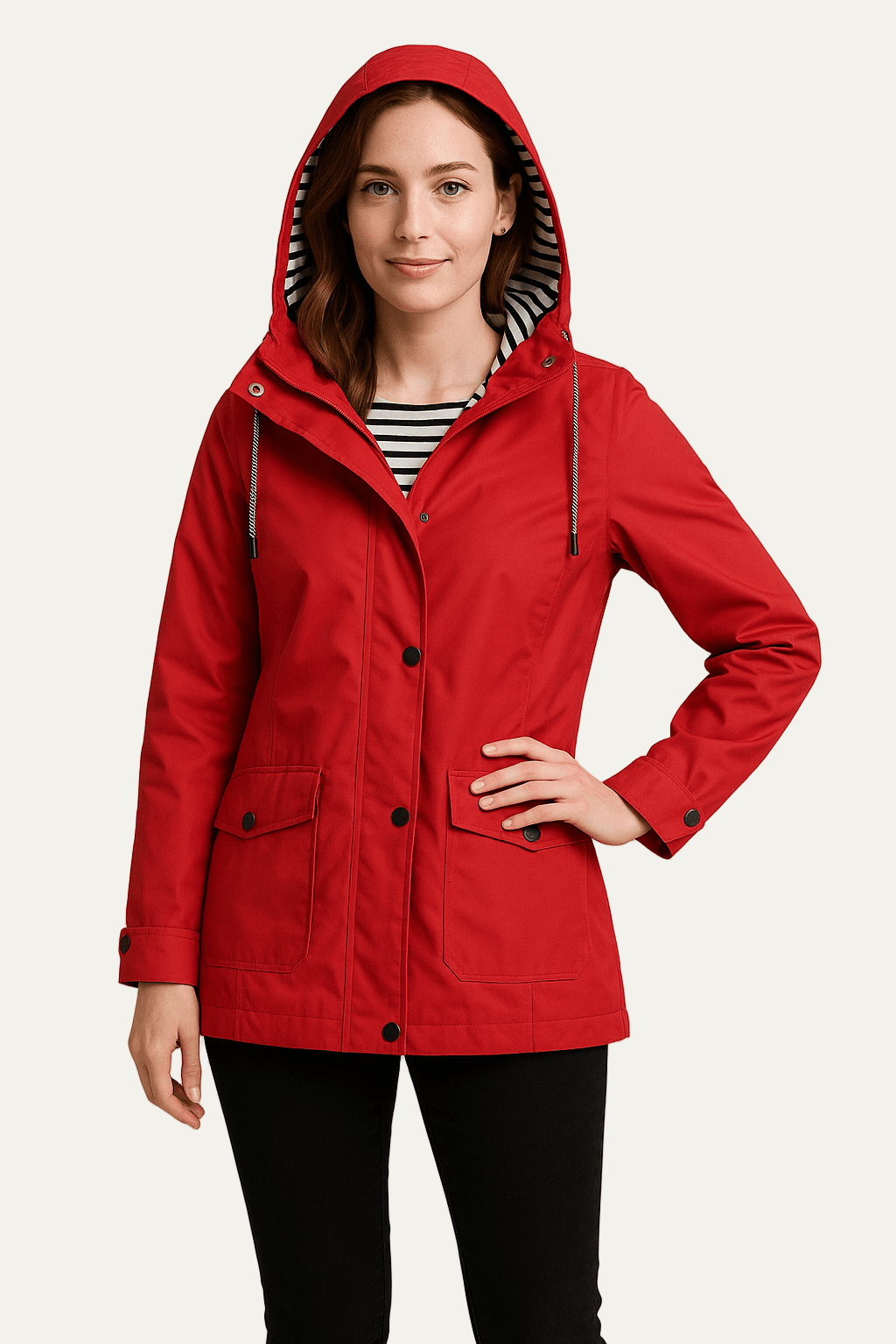 Waterproof Ladies Coat with Removable Hood