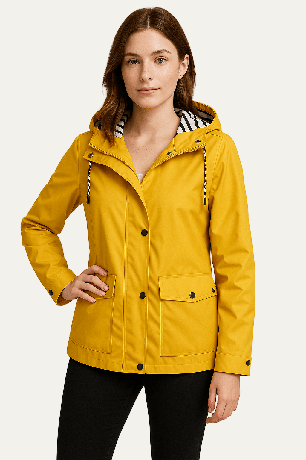 Waterproof Ladies Coat with Removable Hood