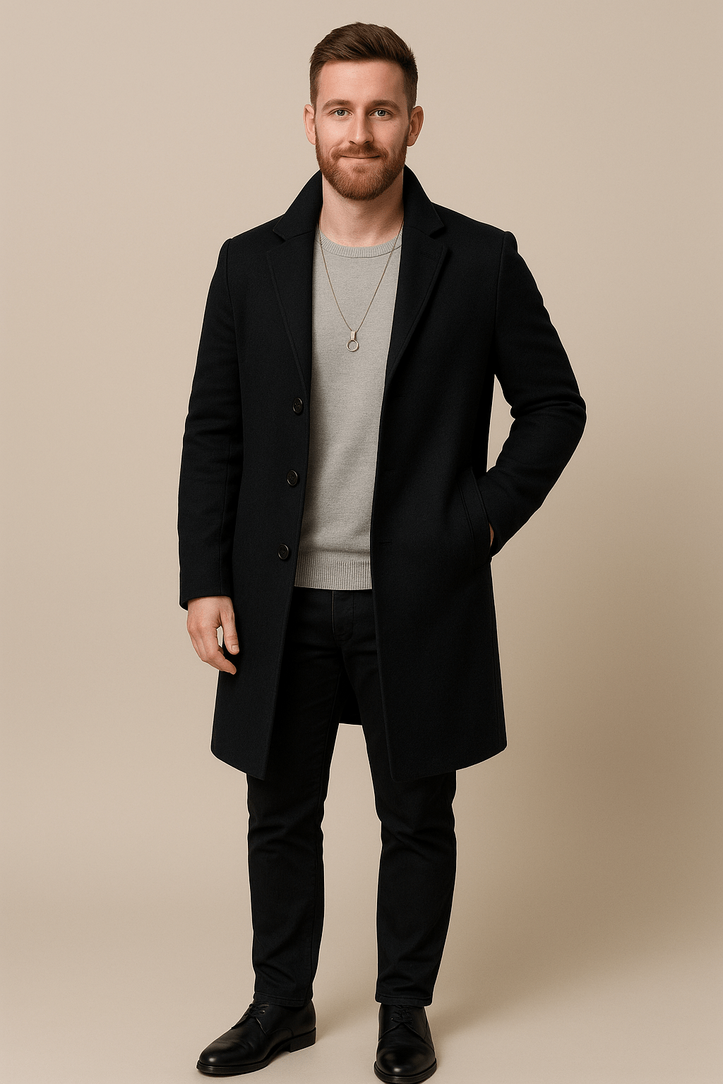 Classic Fit Navy Trench Coat - OutfitLondon