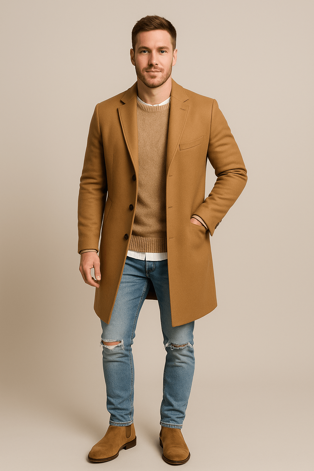 Classic Fit Navy Trench Coat