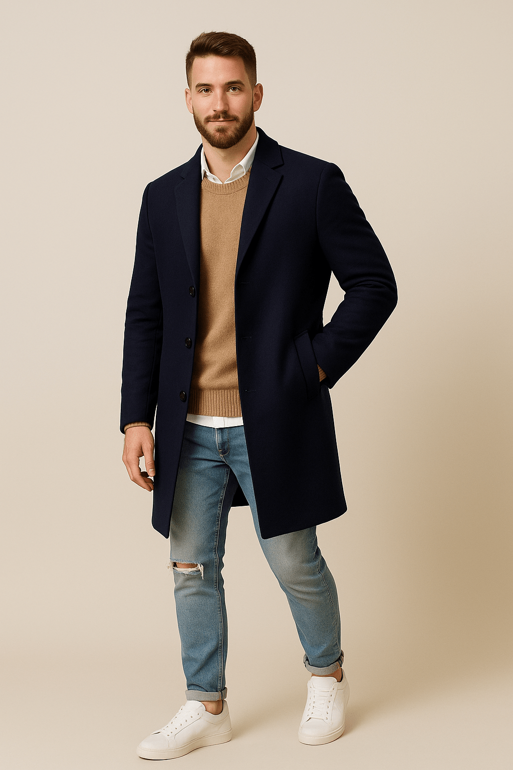 Classic Fit Navy Trench Coat