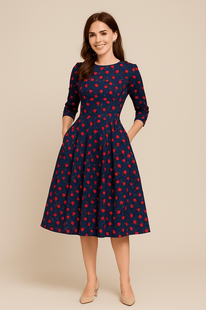 Havienne Women's A-Line Knee-Length Floral Dress