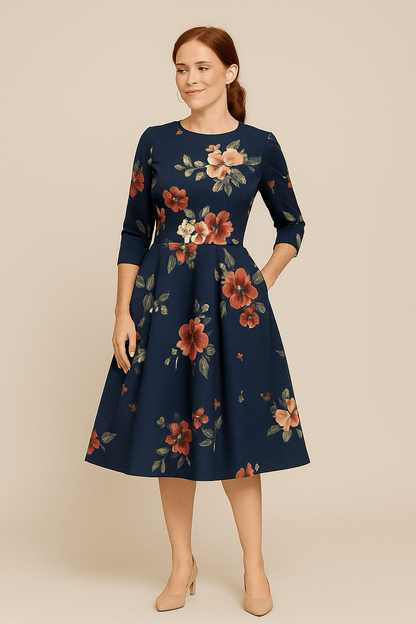Havienne Women's A-Line Knee-Length Floral Dress
