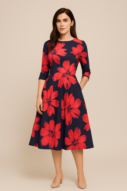 Havienne Women's A-Line Knee-Length Floral Dress