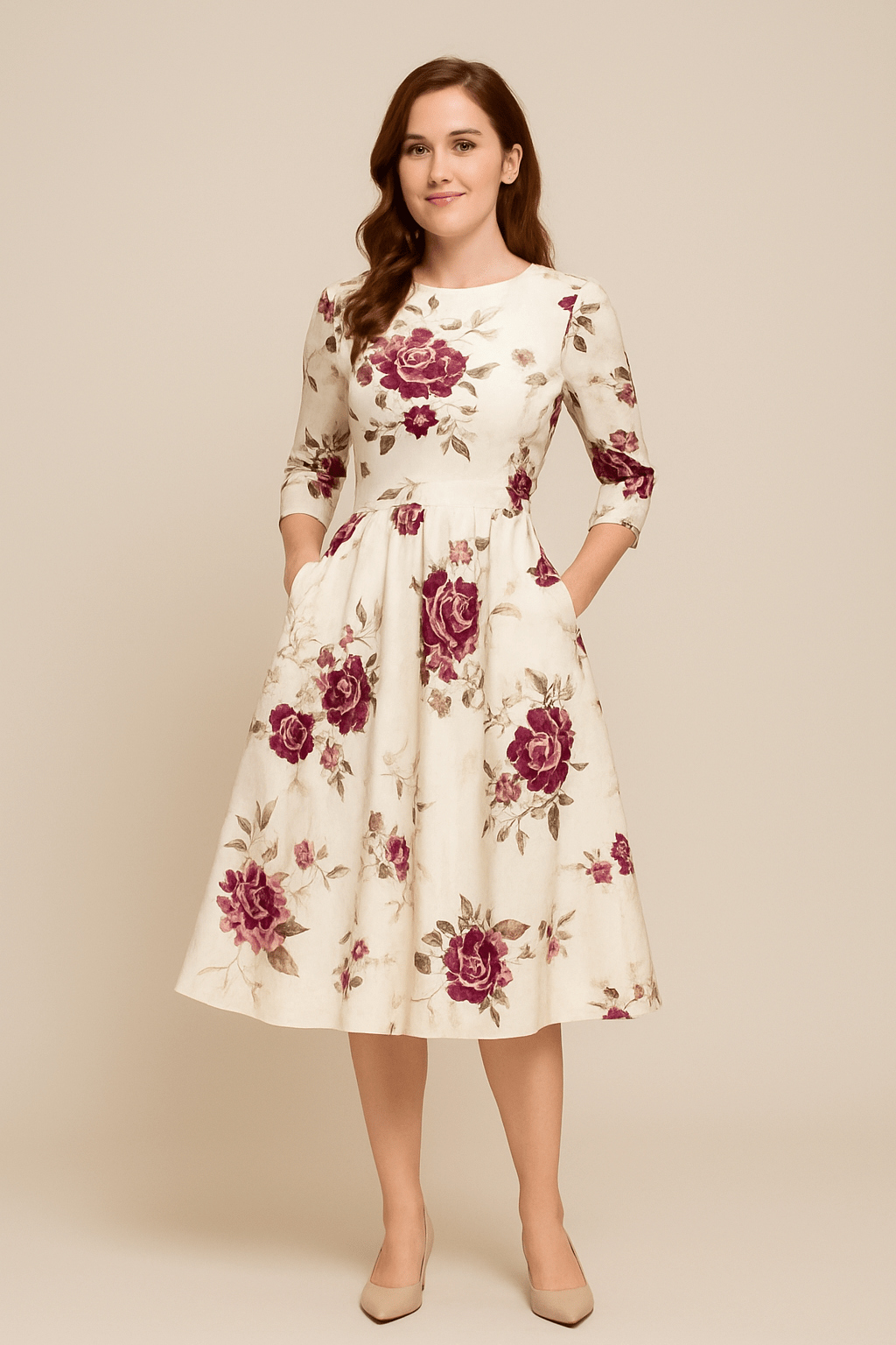 Havienne Women's A-Line Knee-Length Floral Dress - OutfitLondon