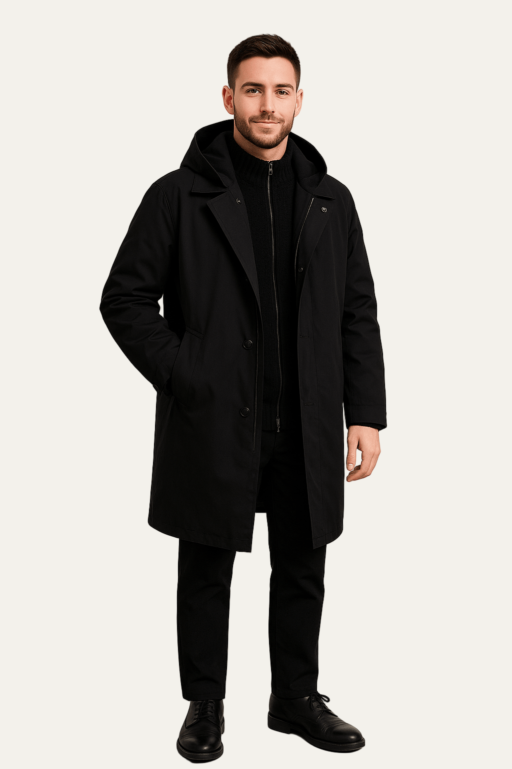 Waterproof Men's Parka Jacket with Detachable Hood - OutfitLondon
