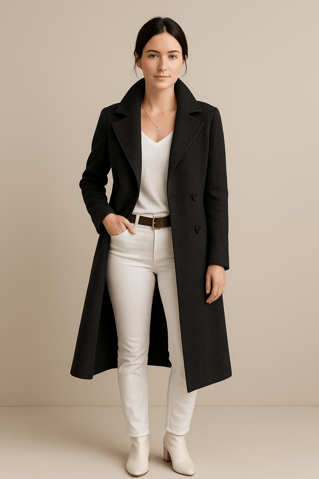 Women's Fleece Trench Coat Mid-Length - OutfitLondon