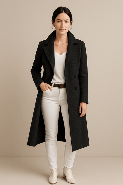 Women's Fleece Trench Coat Mid-Length - OutfitLondon