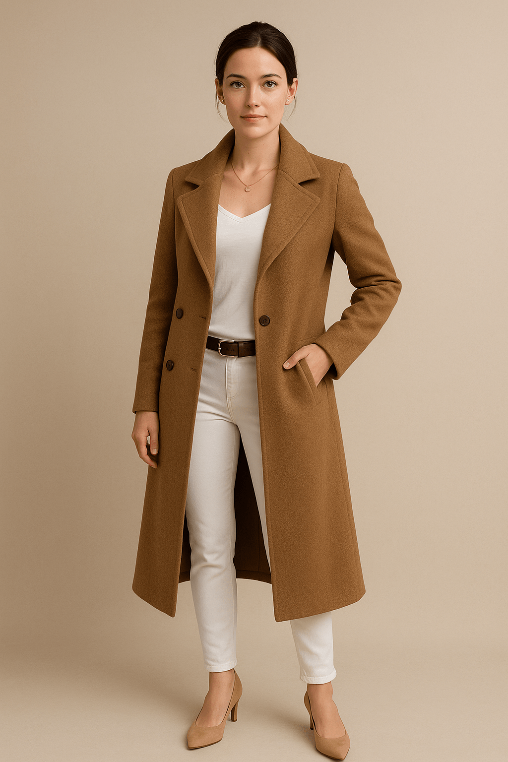 Women's Fleece Trench Coat Mid-Length