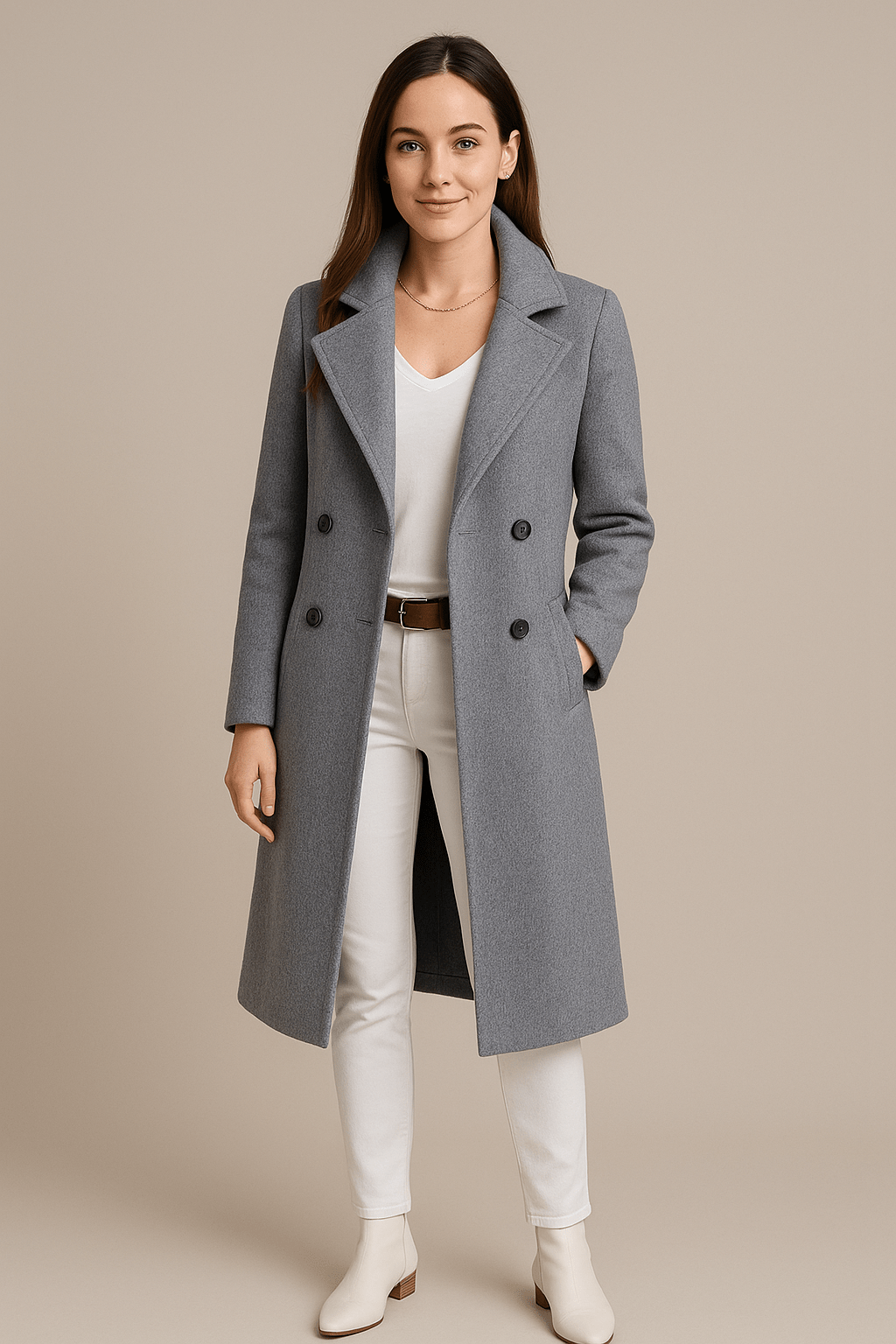Women's Fleece Trench Coat Mid-Length