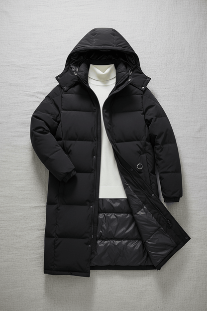 Warm Thick Down Filled Parka Coat Black