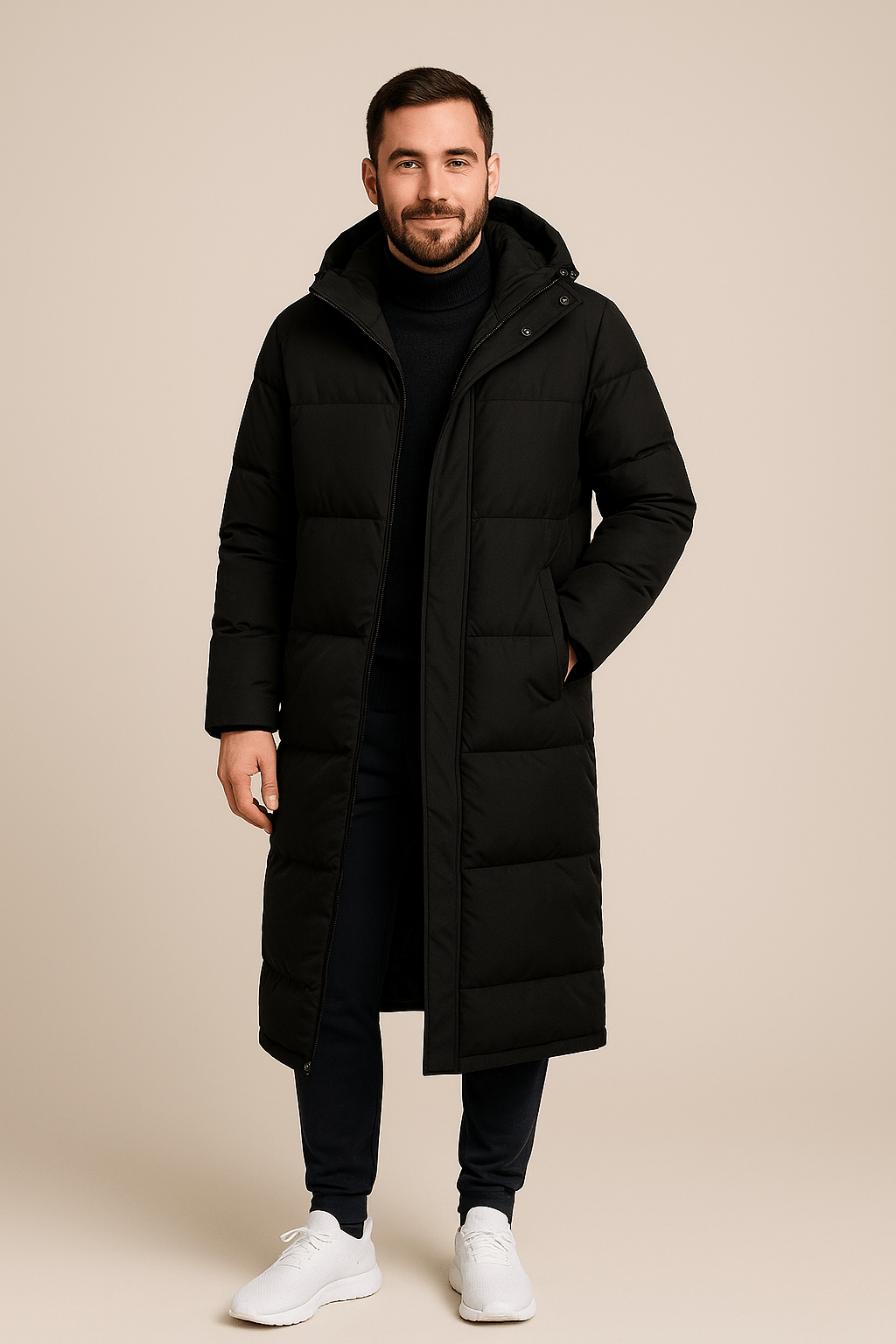 Warm Waterproof Mens Padded Jacket with Hood - OutfitLondon