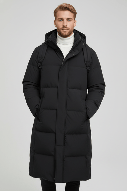 Warm Thick Down Filled Parka Coat Black - OutfitLondon