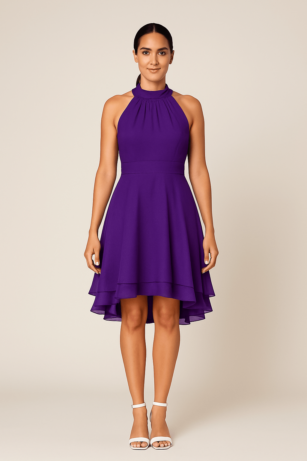 Zyelina Women's Sleeveless Halter Neck Dress