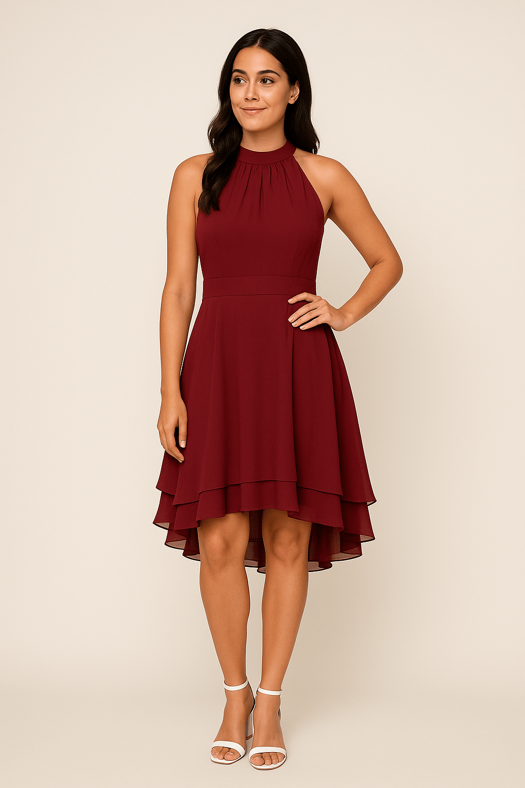 Zyelina Women's Sleeveless Halter Neck Dress