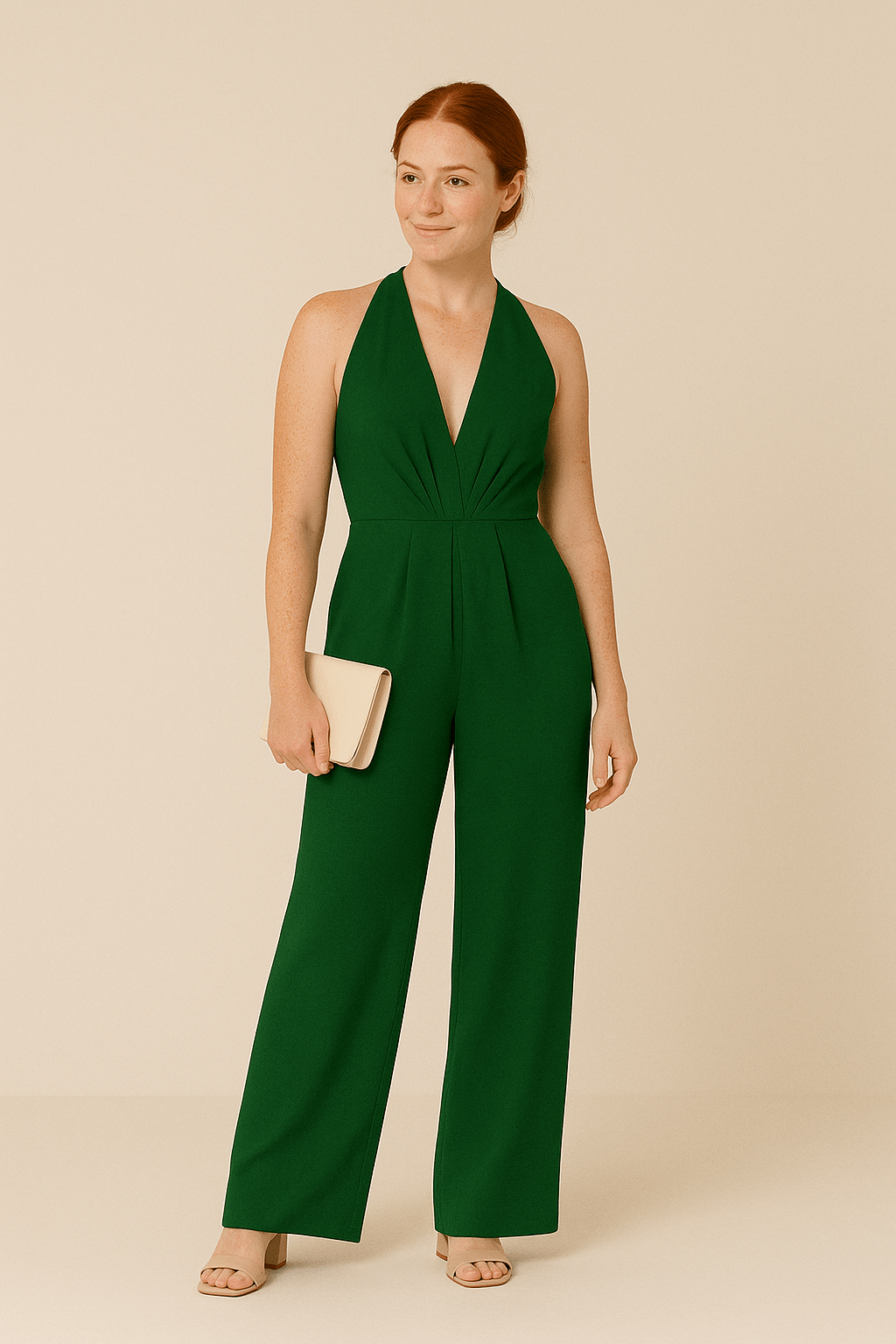 Women's Sleeveless Jumpsuit Deep V-Neck Wide Leg Elegant Fit