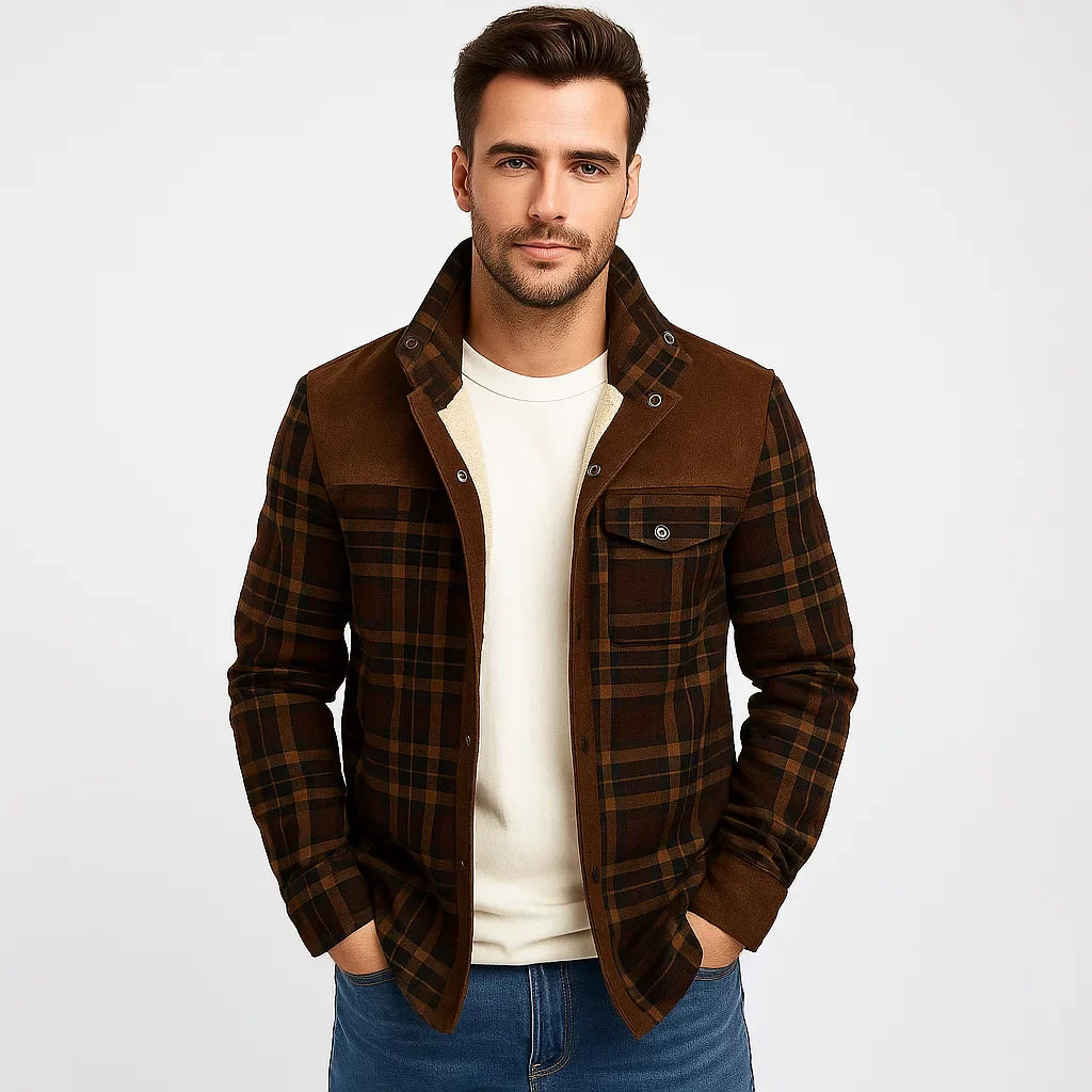 Warm Plaid Shirt Jacket for Men - OutfitLondon