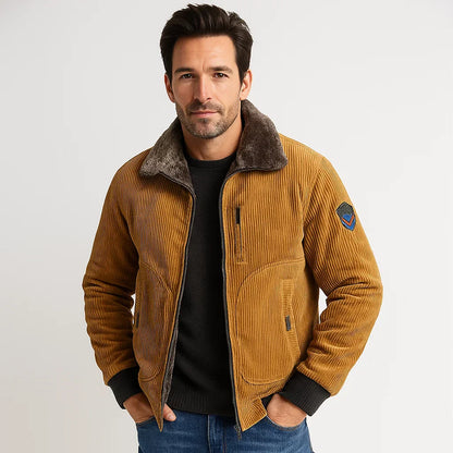 Rugged Corduroy Zip Jacket for Men - OutfitLondon