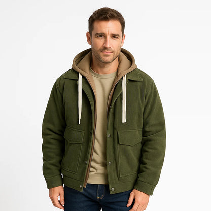Rugged Cotton Hoodie Denim Jacket - OutfitLondon