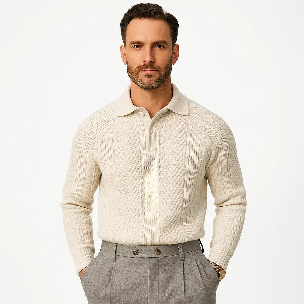 Men's Texture Knit Quarter Zip Sweater - OutfitLondon