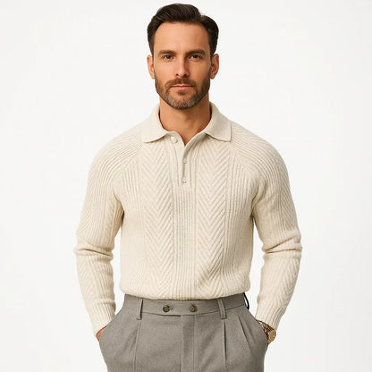 Men's Texture Knit Quarter Zip Sweater - OutfitLondon