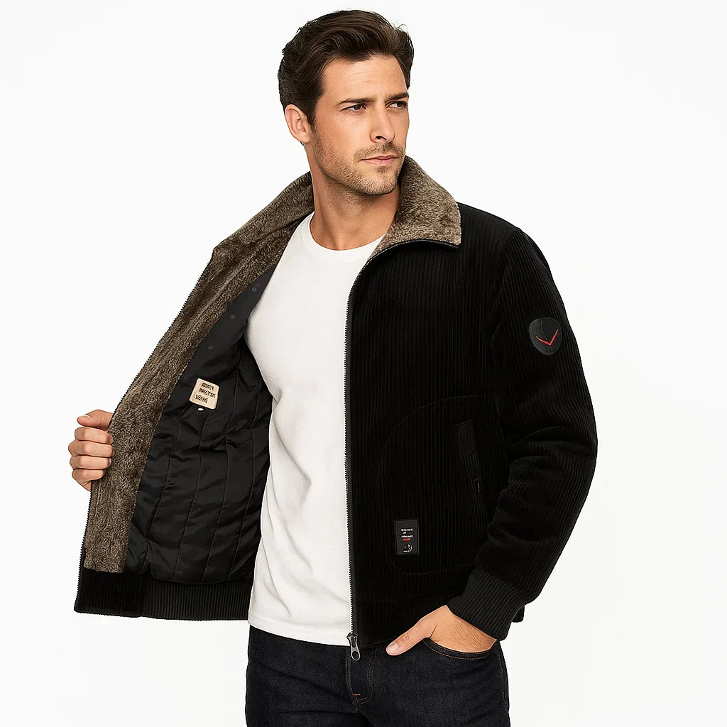 Relaxed Fit Corduroy Bomber Jacket - OutfitLondon