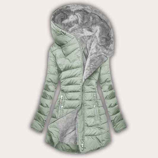 Warm Asymmetrical Puffer Parka Coat - OutfitLondon