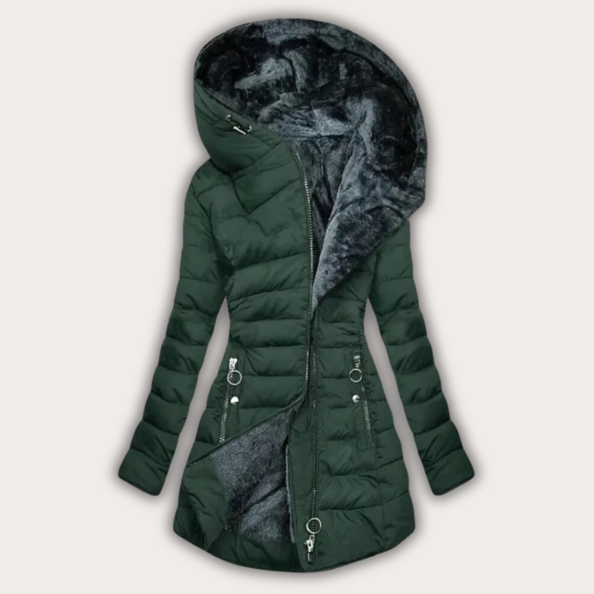 Warm Asymmetrical Puffer Parka Coat