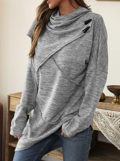 Unique Off Center Ruffle Neck Shirt