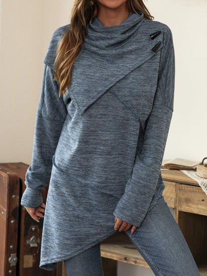 Unique Off Center Ruffle Neck Shirt - OutfitLondon