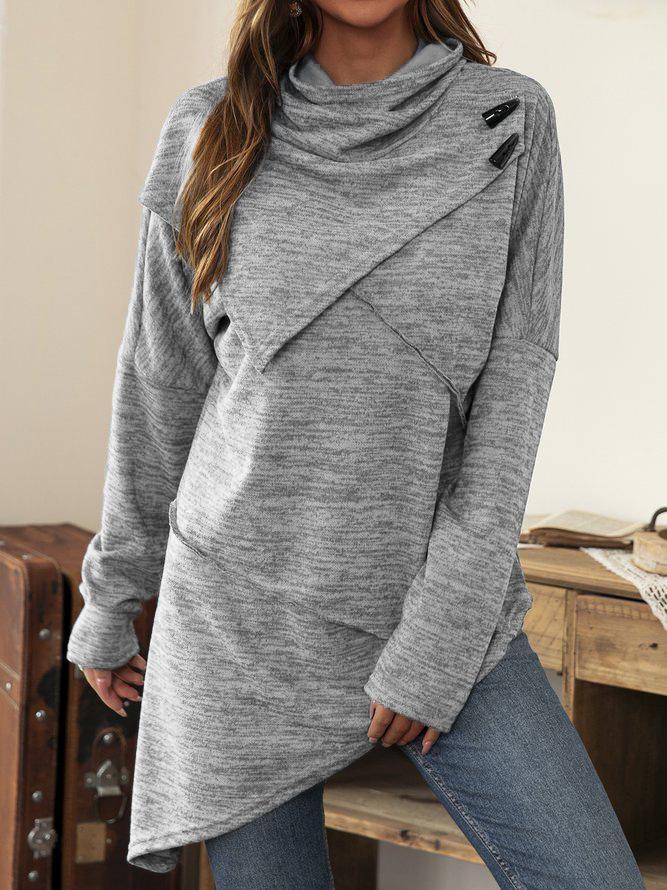 Unique Off Center Ruffle Neck Shirt