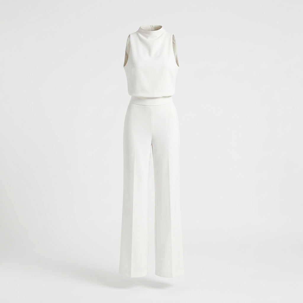 Chic High Neck Capri Jumpsuit Set for Women - OutfitLondon
