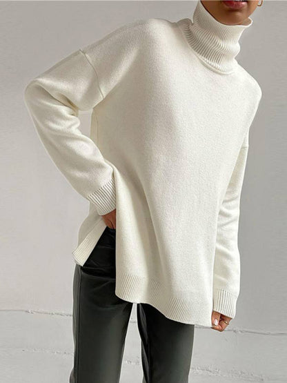 Relaxed Fit Women's Turtleneck Jumper Sweater - OutfitLondon