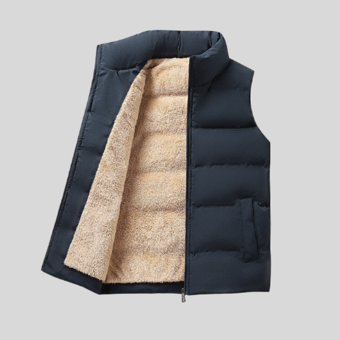 Warm Zip Up Vest with Faux Fur Inside - OutfitLondon