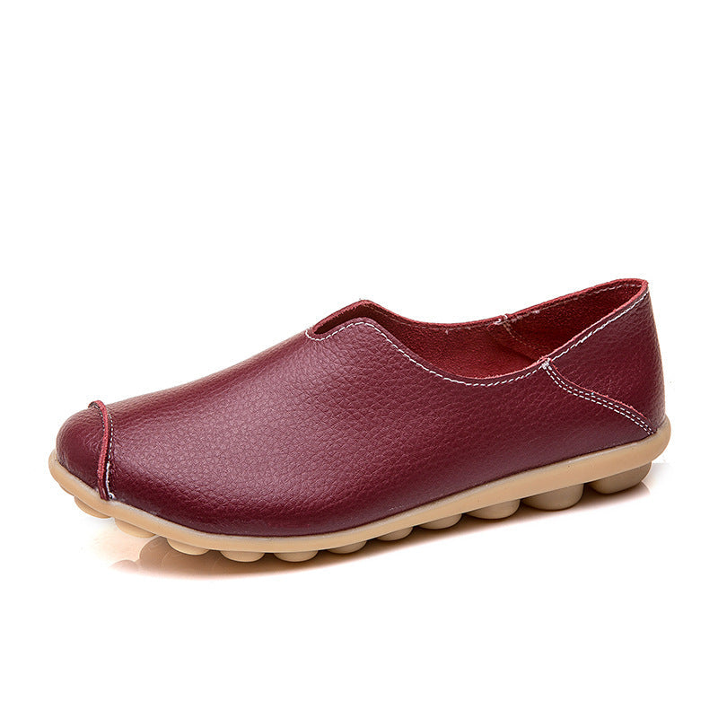 Woman Casual Flat Heel Cow Tendon Low Top Closed Toe Slip On Comfortable Work Shoes