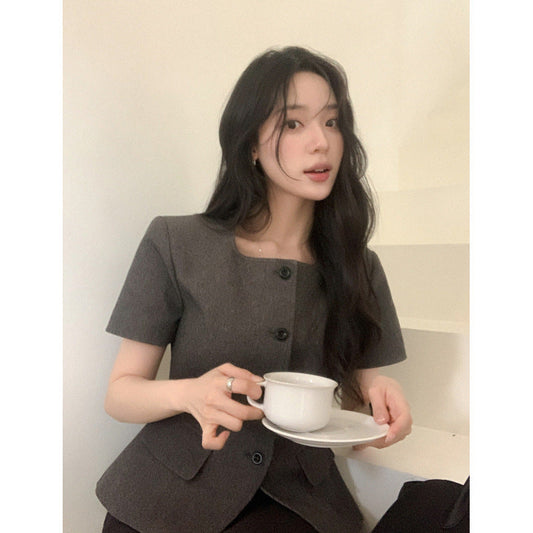 Women's Retro Waist-Cinching Square Neck Jacket
