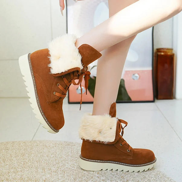 Comfy Women's Ankle Boots - Insulated Lace Up Design