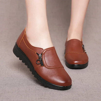 Soft Leather Slip On Loafers for Women